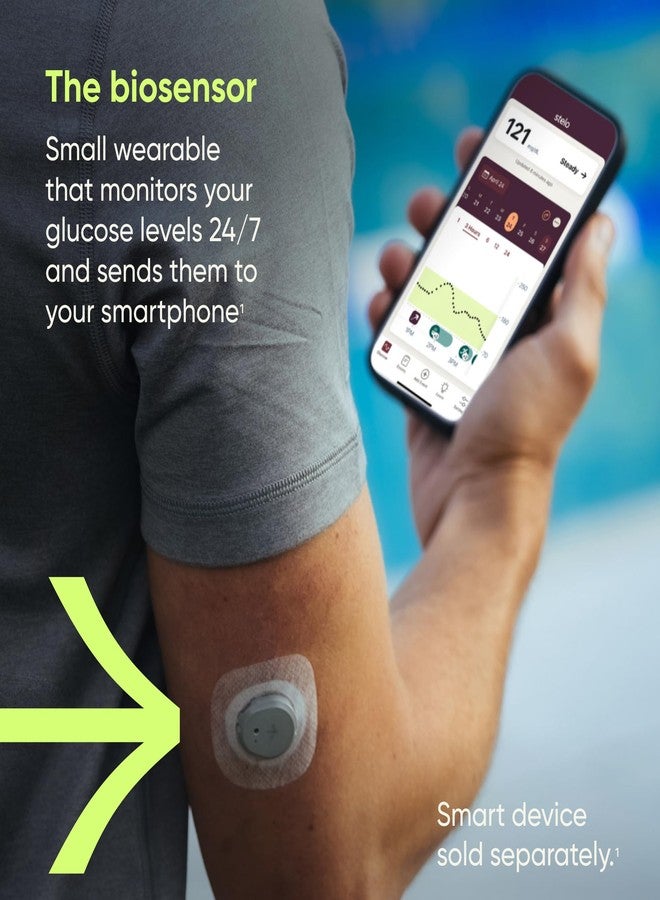 Stelo Glucose Biosensor & App by Dexcom - A Leader in Continuous Glucose Monitoring (CGM). 24/7 Tracking & Personalized Insights to Reveal Patterns. 2-Pack (Up to 15 Days Each). iOS & Android. - Image 3